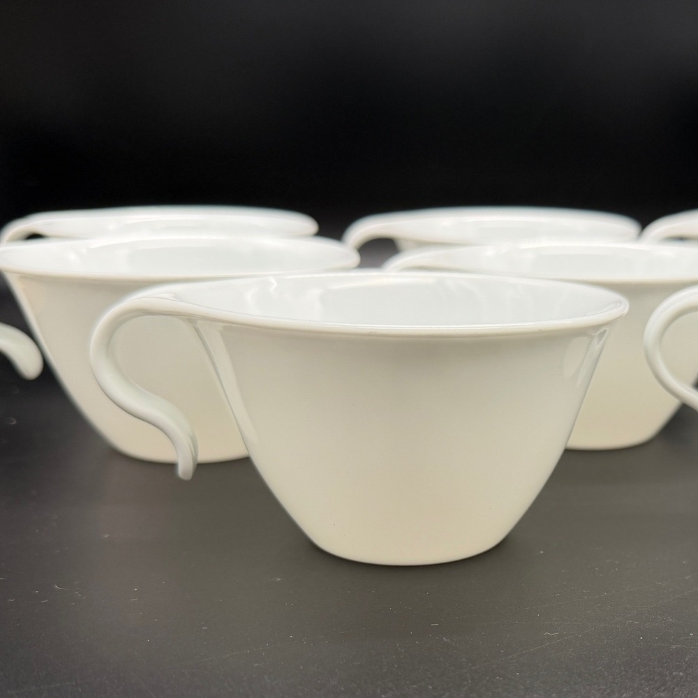 Corelle Livingware Corning White Hook Handle Stackable Teacups Set of 4 USA - Picture 4 of 6